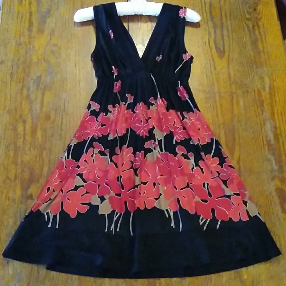 Black dress with red flowers